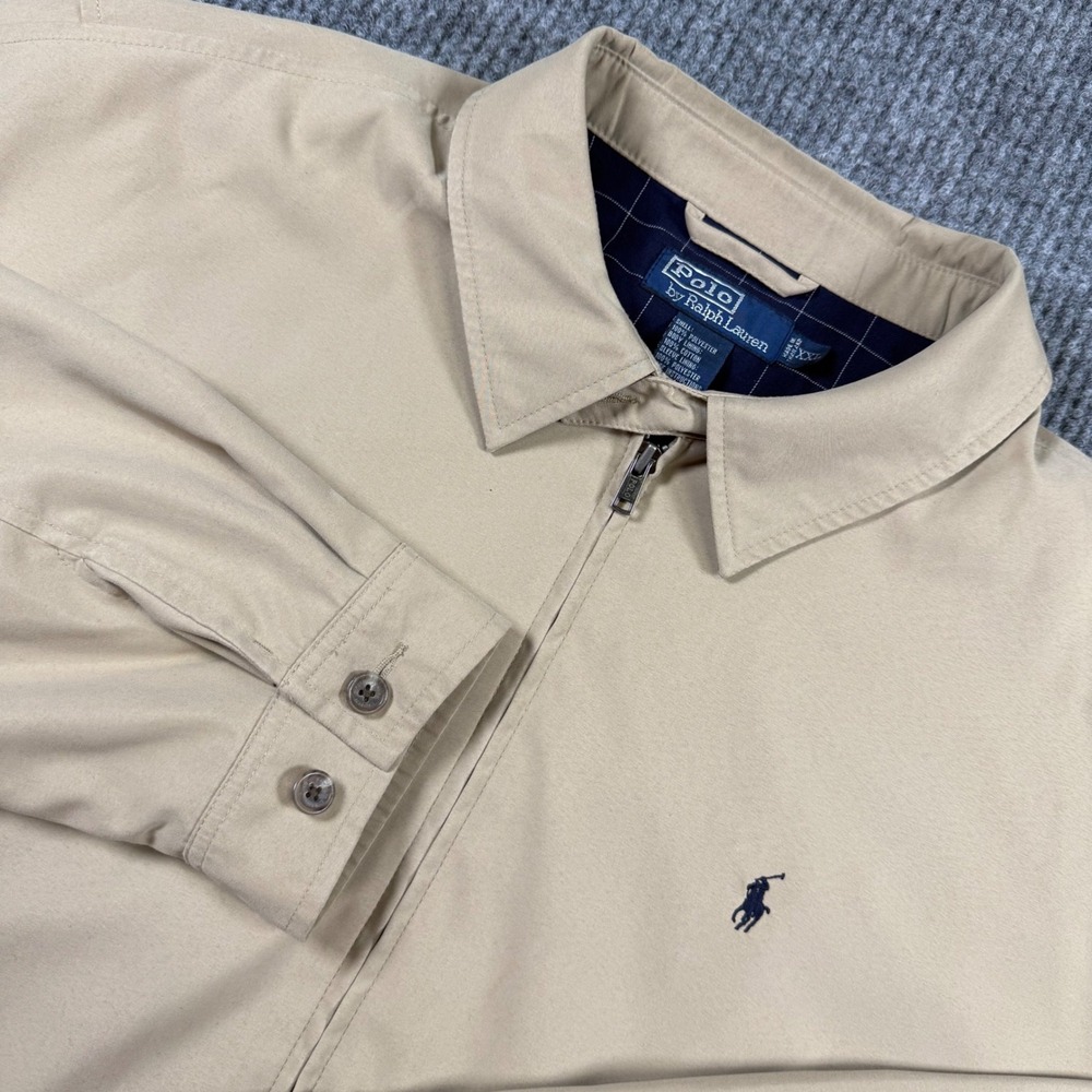 Polo Ralph Lauren Mens XXL Harrington Jacket Tan Khaki Plaid Lined Pony